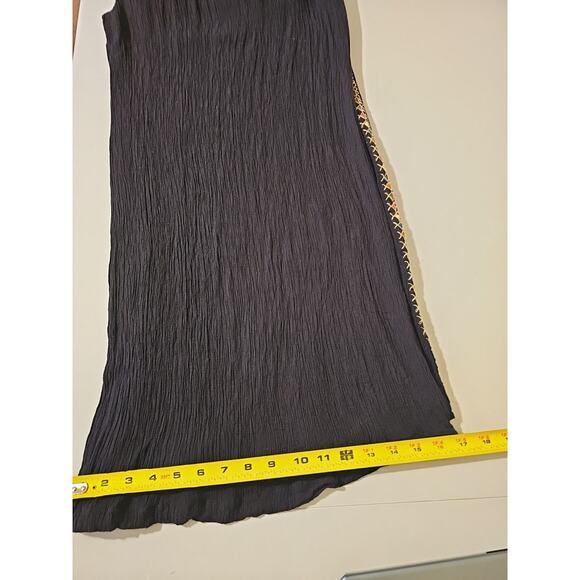 Free People Santoshi Embroidered Black Wide Leg Pants Boho Size 6 - Picture 10 of 15